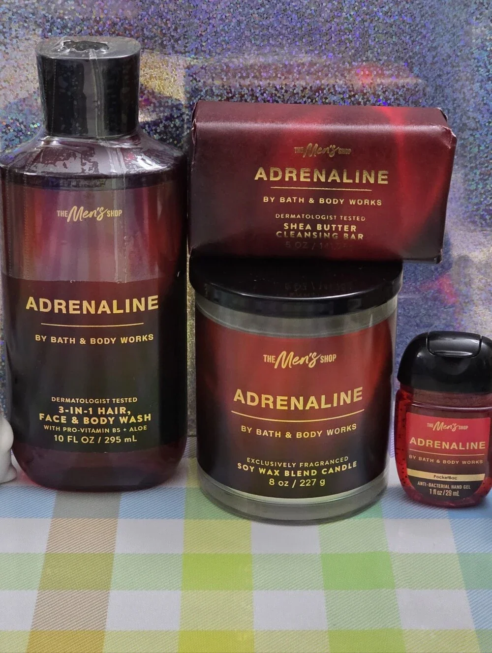 Bath Body Works Men's Adrenaline Body Wash, Candle & Hand Soap 4pc Set New RARE